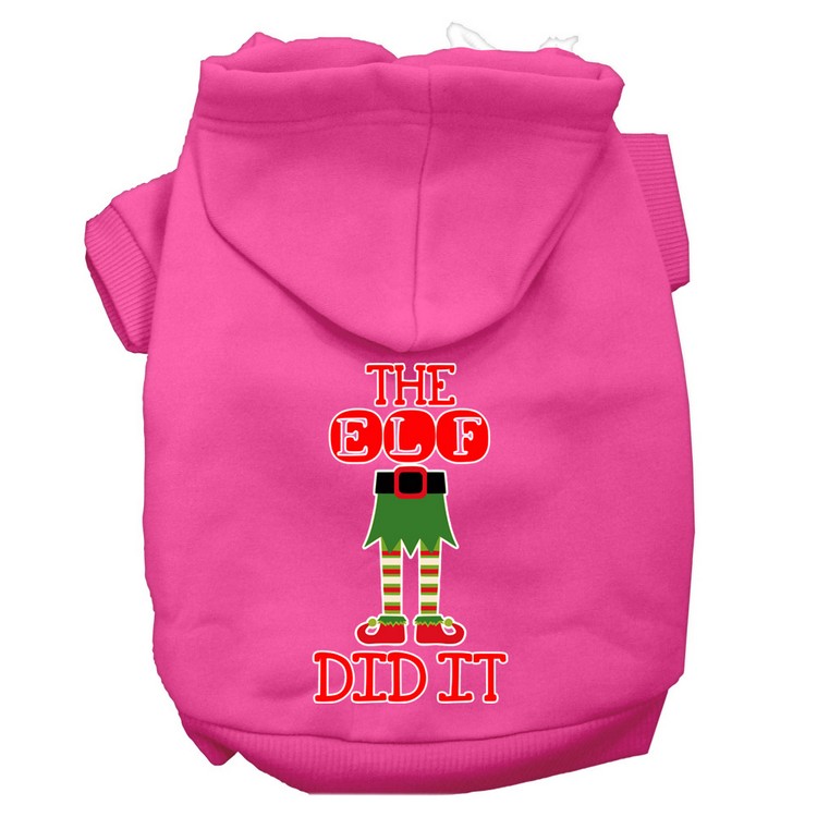 The Elf Did It Screen Print Dog Hoodie Bright Pink XL